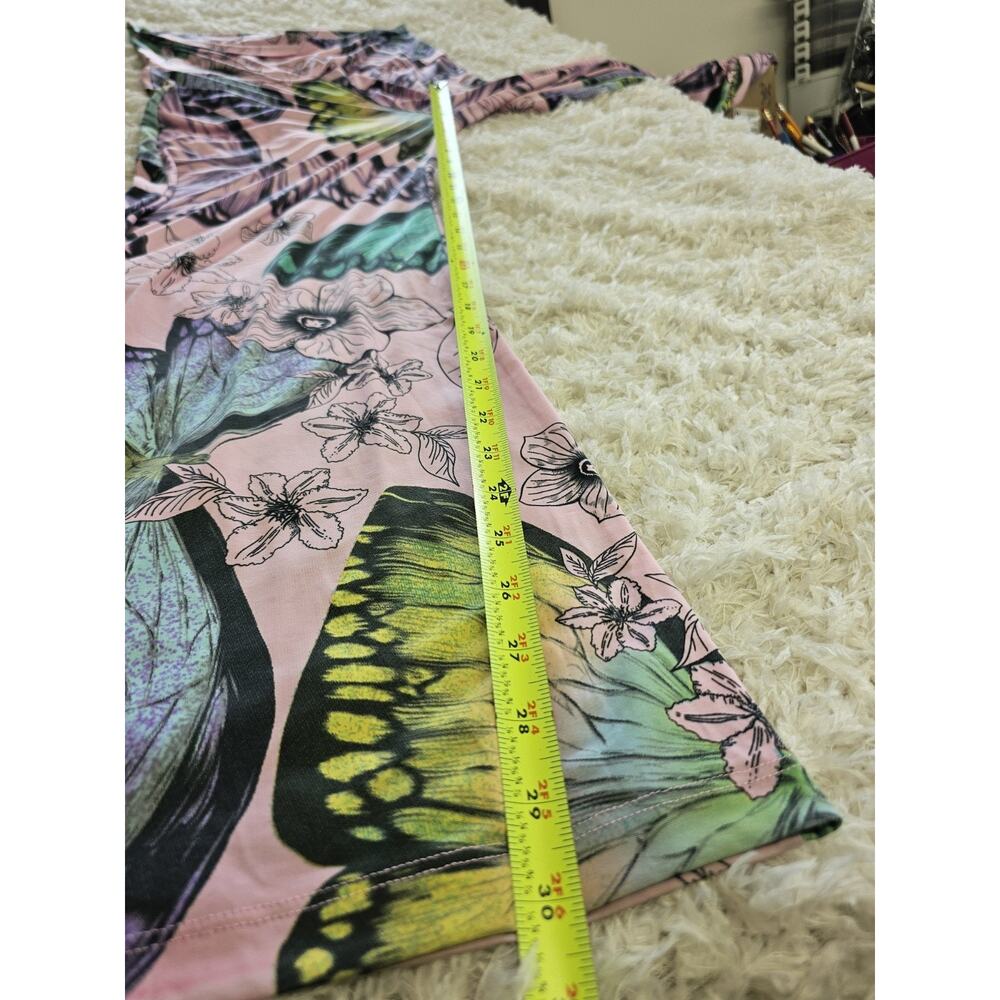 White Mark Women XL Palazzo Pants Butterfly Print Pink Wide Leg Fit Flare Boho - Picture 2 of 7